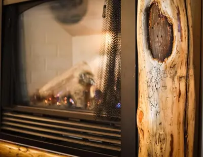 a close up of a fire in a oven at Heavenly Valley Lodge in South Lake Tahoe