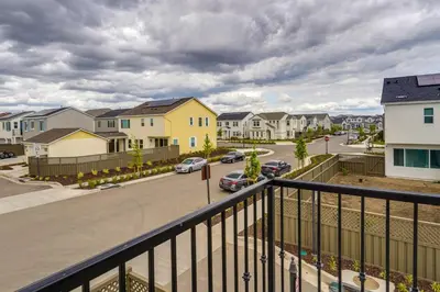 arial view of a residential neighbourhood with houses at California Midterm Rental with Fenced Yard! in Tracy
