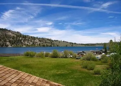 a view of a lake from the roof of a house at Rr-edgewater06 in June Lake
