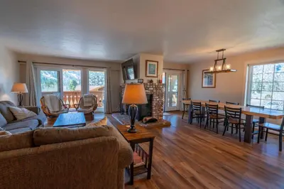 a living room with a couch and a table at Rr-interlaken 17 in June Lake