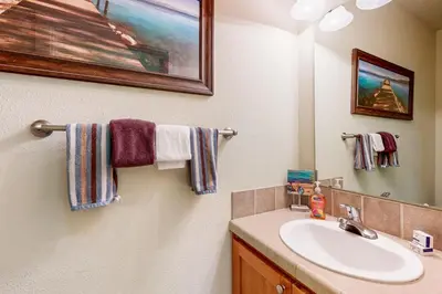 a bathroom with a sink and a mirror at Charming Mt Rose Retreat in South Lake Tahoe
