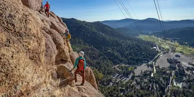 a group of people standing on the side of a mountain at Cozy 3BDR - 1 Minute to the Beach! in Tahoe Vista