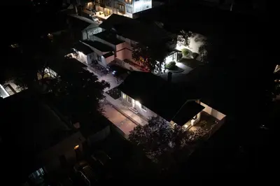 an overhead view of a city street at night at Reno Dream Cottage: Delightful 2-Bedroom Sanctuary in Reno