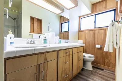 a bathroom with a sink and a toilet at Agate Bay 3BDR, Walking Distance to the Beach! in Tahoe Vista