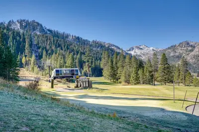 a camper is parked on the side of a road at Breathtaking Olympic Valley Gem Walk to Chairlift in Olympic Valley