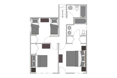 a floor plan of a house at Glades Getaway by Tahoe Getaways - Charming Pet-Friendly 3 BD North Shore Cabin w Wood Fireplace & Short Drive to Ski Resorts in Carnelian Bay