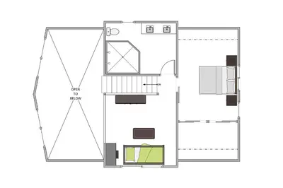 a floor plan of a house at Moon Dune Chalet by Tahoe Getaways - Remodeled 3 BR Cabin plus Loft w Fenced Yard & Walk to Beach or Dining in Tahoe Vista