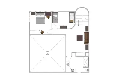 a floor plan of a bathroom with a sink at Tranquil Retreat by Tahoe Getaways - 3BR Pet-Friendly Home w Private Hot Tub, Views & HOA Amenities in Truckee
