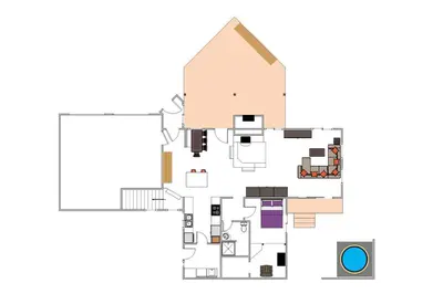 a floor plan of a house at West Pine Cabin on the West Shore by Tahoe Getaways - 2 BR w 2 Bonus Rooms, Hot Tub, Pool Table & Pet Friendly in Tahoe City