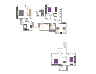 a floor plan of a house with furniture at Highland Estate at Old Greenwood - Large, Luxury, Private Hot Tub & Amenity Access in Truckee
