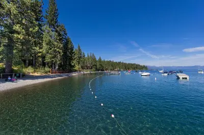 a large body of water with boats in it at Antler House- Quiet, Charming Cabin w Cozy Fireplace, Close to Skiing in Tahoe City