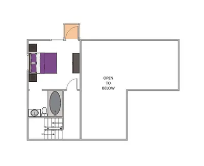 a floor plan of a small house at Base Camp at Dollar Point by Tahoe Getaways - Hot Tub, Large Deck, Wood Fireplace, Short Drive to Ski Resorts! in Tahoe City