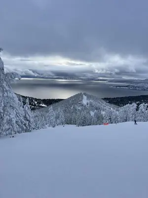 a view from the top of a snow covered mountain at New renovated McCloud Condo in the middle of Town in Incline Village