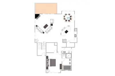 a drawing of a floor plan of a house at Paradise in the Pines - Luxury Home in Quite Neighborhood, Wooded Views, Short Drive to Skiing in Carnelian Bay