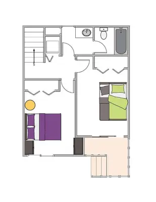 a floor plan of a bedroom and a living room at North Shore Lakeside Condo #8 by Tahoe Getaways - Updated 3 Story Condo Near Palisades Resort w HOA! in Tahoe City