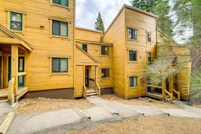 a couple of buildings with a driveway at Less Than 1 Mi to North Star Resort Condo with Balcony in Truckee