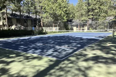 a tennis court with a net on it at Horizons 4 131 in Mammoth Lakes
