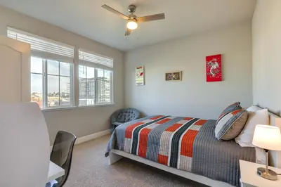 a bedroom with a bed and a window at Stylish Lodi Wine Country Retreat with Private Patio in Lodi