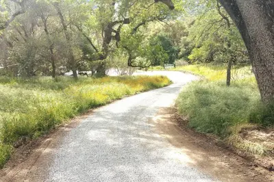 a dirt road in the middle of a field at River Retreat Cabin in Three Rivers - near SNP in Three Rivers