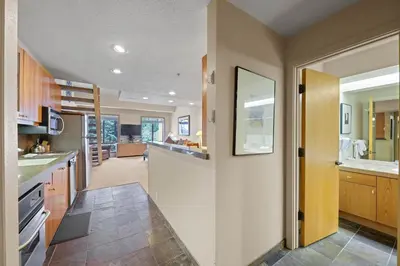 a kitchen with a sink and a counter top at Studio Loft #348 in Olympic Valley