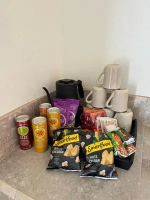 a pile of food sitting on top of a counter at Eastern Sierra Motor Lodge in Independence