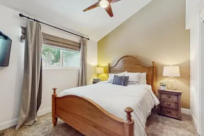 a bedroom with a large bed and a window at High Sierra Haven in Incline Village