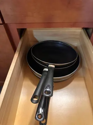 two black measuring utensils are sitting in a drawer at Yosemite Condominium Loft unit -B202 in Yosemite West