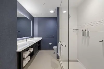 a bathroom with a sink and a toilet and a shower at Residence Inn by Marriott Lodi Stockton in Lodi