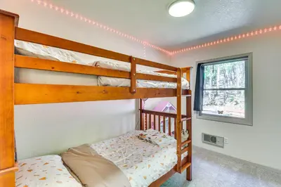 a bunk bed room with two bunk beds at Lake Access and Hot Tub Pet-Friendly Arnold Home in Arnold