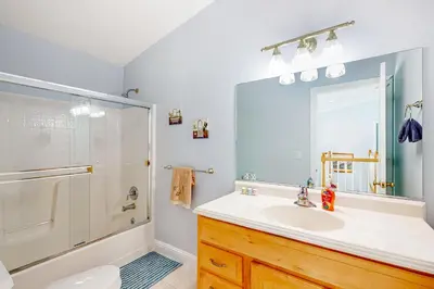 a bathroom with a sink and a shower at Andria Grove in Stateline
