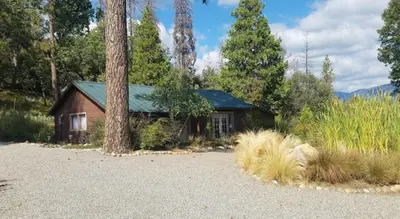 a small house in the middle of a forest at 1948 Cottage with today's amenities in Bass Lake Annex