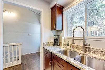a kitchen with a sink and a window at Sierra Tranquility in Incline Village
