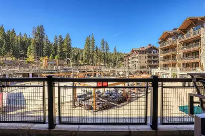 a view of a resort with a construction site at Great Bear Lodge 206 by East West Hospitality in Truckee