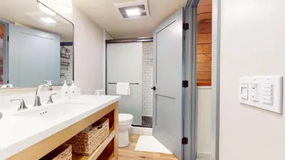 a bathroom with a sink and a toilet at Bigwood #45 condo in Mammoth Lakes