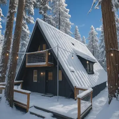 Modern Black A-Frame overlooking a Meadow w AC!