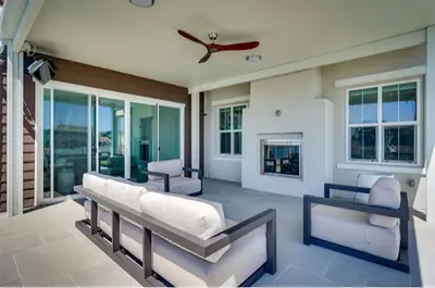 a living room with white furniture and windows at Waterfront Resort Style Villa - 5 min to fastwater in Oakley