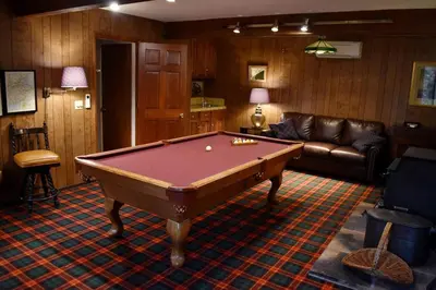 a living room with a pool table in it at HighlandHouse in Arnold