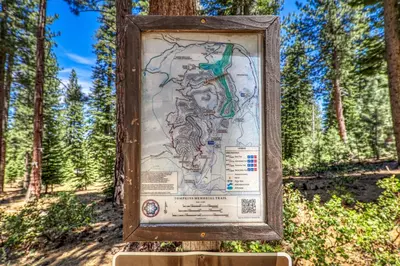 a map of the trail in the woods at Compass Luxury Lodge - Access to HOA and Free Shuttle! in Truckee