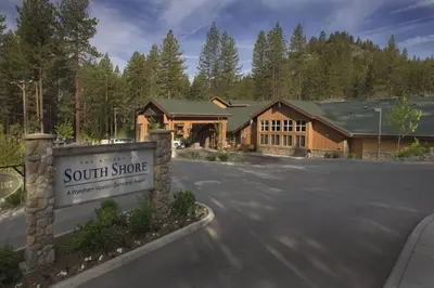 a south shore home with a sign in front of it at Wyndham South Shore 2bd sleeps 6 in Zephyr Cove