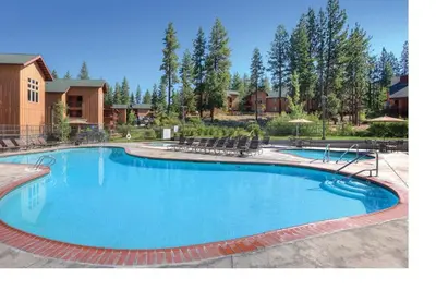 a large swimming pool with chairs in a resort at Worldmark South Shore 2bd- sleeps 6 in Zephyr Cove