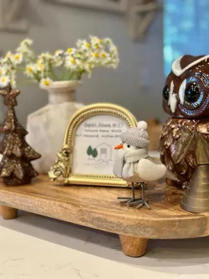 a figurine of a bird and a picture on a table at The Aspen House in Tahoma