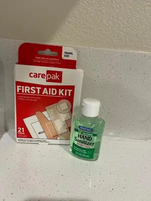 a bottle of first aid kit and a box of marshmallows at Cozy Retreat facing Western Park in Tracy