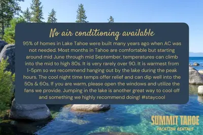 a sign that says us air conditioning available at a river at Sierra Solace - Forest & Seasonal River Out Back in South Lake Tahoe