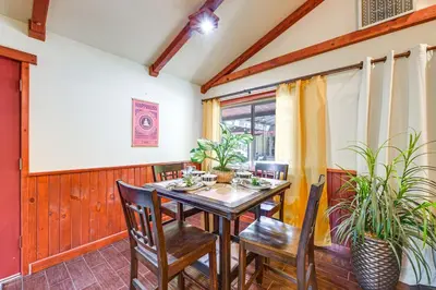 a dining room with a table and chairs at Idyllic Home in Kernville with Private Beach Access in Kernville