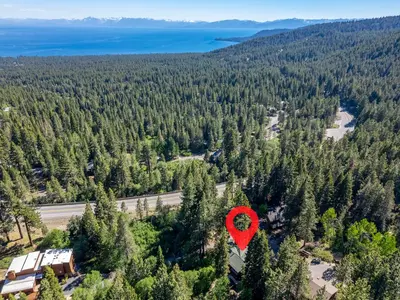 an aerial view of a red heart in a forest at Do not miss your chance to vacation at this five bedroom 5 bath mountain home in Incline Village