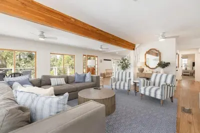 a living room with a couch and two chairs at Luxury Lake Home-The Bear Claw-Boat Slip-Sleeps 16 in Bass Lake