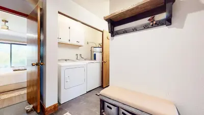 a small bathroom with a sink and a white sink at Snowcreek II #220 condo in Mammoth Lakes