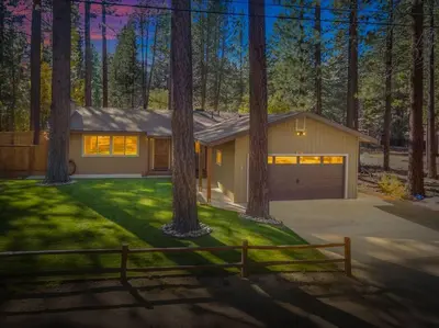 a rendering of a house in the woods at Luxury Single Level, Great Location, Hot Tub, Arcade in South Lake Tahoe