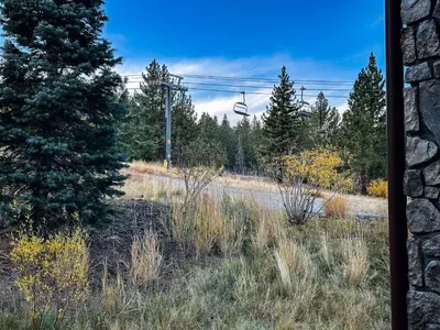 a view from a window of a ski lift at Juniper Springs Lodge #246 condo in Mammoth Lakes