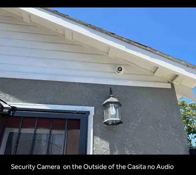 a security camera on the outside of a casitas no audio house at Charming Casita all too yourself near Midtown, Train and Freeway in Sacramento